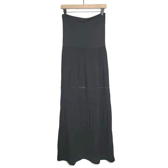 Theory Strapless Sleeveless Tiered Eyelet Black Long Maxi Dress Size S - Picture 14 of 14